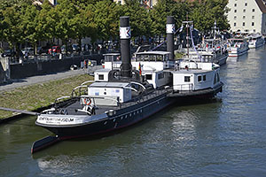 Regensburg: historický kolesový parník Ruthof/Érsekcsanád z roku 1922/23, múzeum lodnej dopravy, 11.8.2024 Regensburg